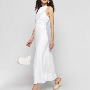 Reformation Cassette Dress - white linen, size 8